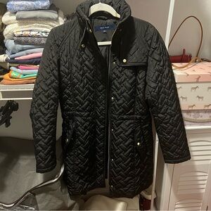 Cole Haan Quilted Jacket, Black with Gold Hardware Accents, Size Medium